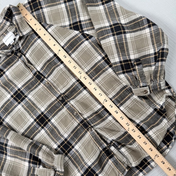 Vtg Y2k American Eagle Womens Sz Med Plaid Flannel Button Up Shirt Brown Black - Picture 5 of 8